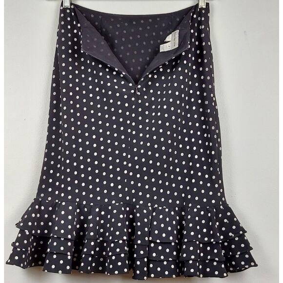 Evan Picón Women's Size 4 Ruffle Knee Length Pencil Skirt Black White Polka Dots - Picture 2 of 10